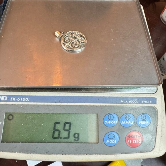 VTG Sterling Silver 925 Filigree Scroll Design Circle Pendant Size 1.75'' Length - Picture 7 of 7